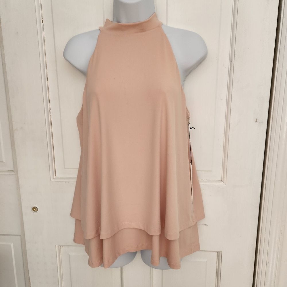 Susana Monaco Pink Layered Swing Halter Top